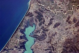 Aerial satellite imagery of Chilika lake