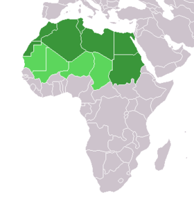 Тёмно-зелёный — Северная Африка. Светло-зелёный — географический регион.