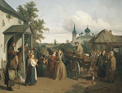 Прощанье уезжающего офицера с его семейством. 1850