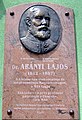 Placa memorială dedicată dr. Lajos György Arányi pe clădirea de la colțul format de strada Palatínova cu Pevnostný Rad (2007)