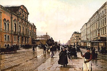 Gazda mo Nevski ikpa (Утром на Невском проспекте, 1886)