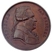 Portret van Theodoor Victor van Berckel op een penning van de Société Royale de Numismatique de Belgique gemaakt door de graveur Leopold Wiener in 1871.