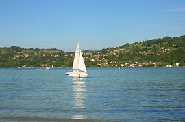 The Lac de Paladru with Bilieu in the background