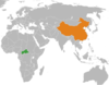 Location map for the Central African Republic and China.