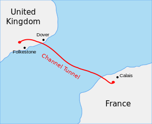 The course of the Channel Tunnel (English).