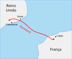Mapa do trajeto do Eurotúnel.