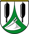 Wappen der Gemeinde bis 1974 sowie des Ortes