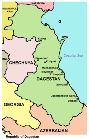Map of Dagestan