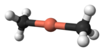 Model molekuly dimethylměďnanového aniontu
