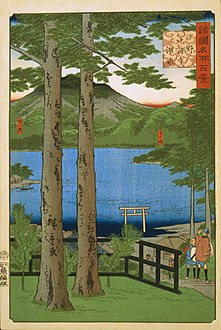 Il lago Chūzenji nella provincia di Shimozuke, 1860.