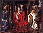 Jan van Eyck's Madonna with Canon Van der Paele (1434). Origin of carpet unknown, as no comparable carpets survive.[41] Possibly Egyptian.