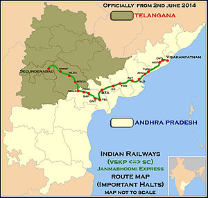 Janmabhoomi Express Route map