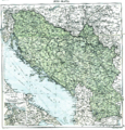 Mapa que mostra Iugoslàvia el 1919 després de la Primera Guerra Mundial abans dels tractats de Neuilly, Trianon i Rapallo