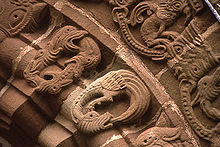 Ouroboros, single and in pairs at Kilpeck, England Kilpeck Details of Door Arch.jpg