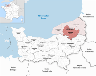 鲁昂区在诺曼底大区与滨海塞纳省的位置