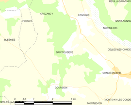 Mapa obce Saint-Eugène (Aisne)