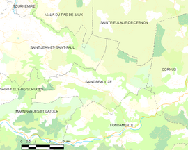 Mapa obce Saint-Beaulize