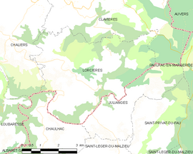 Mapa obce Lorcières