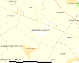 Mapa obce Villers-lès-Cagnicourt