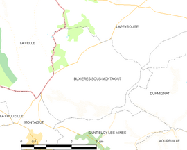 Mapa obce Buxières-sous-Montaigut