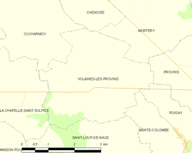 Mapa obce Vulaines-lès-Provins