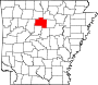 Harta statului Arkansas indicând comitatul Van Buren