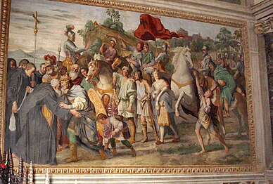 Incontro tra san Nilo e Otto III, (1608-1610), ciclo delle Storie del santo nell'bbazia di San Nilo, Grottaferrata