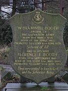 Salvation Army Marker for Bramwell Booth and his wife Florence Booth