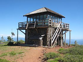 Vue du Mount Harkness Fire Lookout sur le mont Harkness.