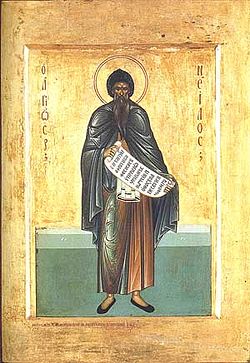 Преподобный Нил Синайский (икона старообрядческого иконописца Я. А. Богатенко, 1904 год)