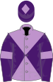 Mauve and purple diabolo, purple sleeves, mauve armlets and diamond on purple cap