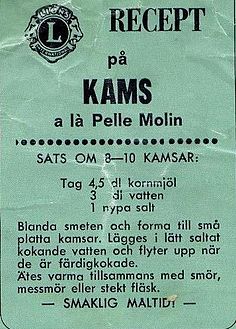 Recept på kams à la Pelle Molin.