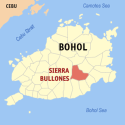 Map of Bohol with Sierra Bullones highlighted