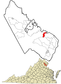 Location in Prince William County and the state of Virginia.