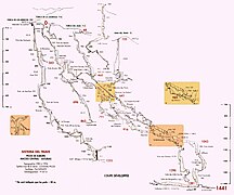 Coupe des gouffres de la zone du Travé. Topographie 1983-1994.