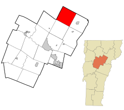 Location in Washington County and the state of Vermont