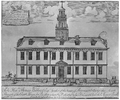 Court House, Boston, built 1713 (engraving 1751 by Nathaniel Hurd; courtesy Museum of Fine Arts, Boston)