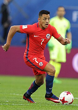 Alexis med Chile under Confederations Cup 2017.