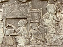 Bas-relief in the Bayon depicting home life Angkor - Bayon - 052 At Home (8581882636).jpg