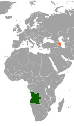 Карта с указанием местоположения Анголы и Азербайджана
