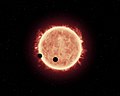 Καλλιτεχνική απεικόνιση της περιφοράς των πλανητών του TRAPPIST-1[36]