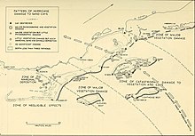 Black-and-white map of then-British Honduras showing hurricane damage.