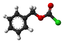 Ball-and-stick model of the benzyl chloroformate molecule