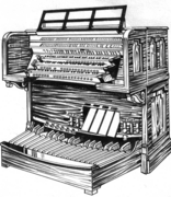Tekening van een oud elektrisch orgel