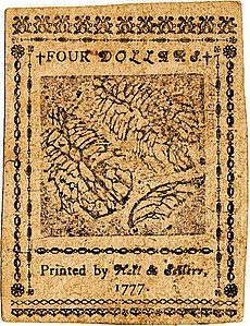 Continental Currency $4 banknote reverse (February 26, 1777).jpg