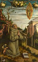 Il Beato Gabriele Ferretti in estasi, di Carlo Crivelli, ora alla National Gallery di Londra, ambientato nei giardini del convento di San Francesco ad Alto ad Ancona