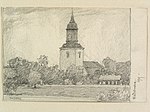 Hedemora kyrka tecknad av Ferdinand Boberg 1919