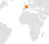 Location map for Eswatini and France.