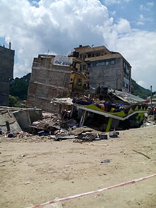 Damaged building in Balaju area Gorkha Earthquake Effect.jpg