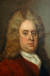 Деталь портрета Джонатана Белчера в среднем возрасте, голова и плечи. Он носит парик и красновато-коричневый пиджак.
